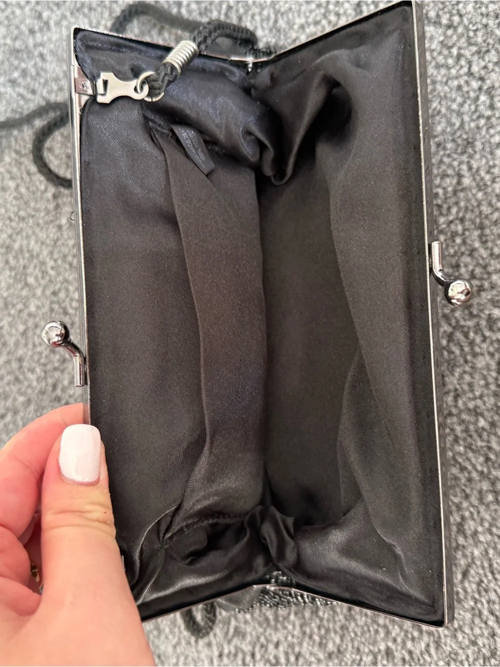 Black Beaded Evening Clutch - Unbranded
